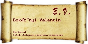 Bokányi Valentin névjegykártya